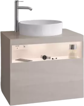 Тумба для комплекта Keuco Stageline 32854 65 см, с подсветкой, розеткой и точкой зарядки USB и USB-C, кашемир 32854180100