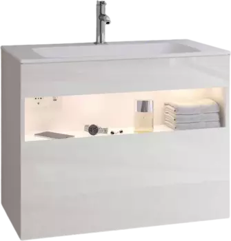 Тумба для комплекта Keuco Stageline 32862 80 см, с подсветкой, розеткой и точкой зарядки USB и USB-C, белая 32862300100