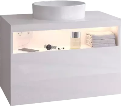 Тумба для комплекта Keuco Stageline 32863 80 см, с подсветкой, розеткой и точкой зарядки USB и USB-C, белая 32863300100
