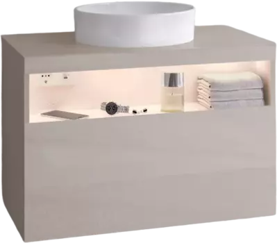 Тумба для комплекта Keuco Stageline 32863 80 см, с подсветкой, розеткой и точкой зарядки USB и USB-C, кашемир 32863180100