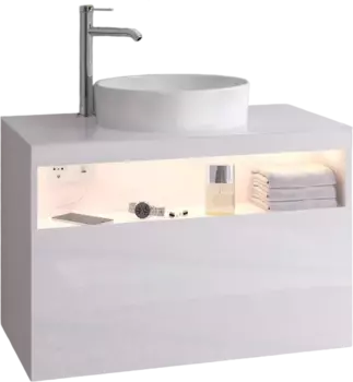 Тумба для комплекта Keuco Stageline 32864 80 см, с подсветкой, розеткой и точкой зарядки USB и USB-C, белая 32864300100