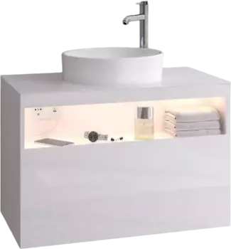 Тумба для комплекта Keuco Stageline 32865 80 см, с подсветкой, розеткой и точкой зарядки USB и USB-C, белая 32865300100