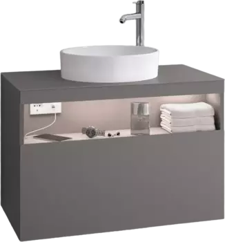 Тумба для комплекта Keuco Stageline 32865 80 см, с подсветкой, розеткой и точкой зарядки USB и USB-C, инокс матовый 32865290100