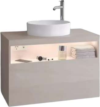 Тумба для комплекта Keuco Stageline 32865 80 см, с подсветкой, розеткой и точкой зарядки USB и USB-C, кашемир 32865180100