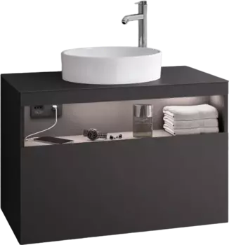 Тумба для комплекта Keuco Stageline 32865 80 см, с подсветкой, розеткой и точкой зарядки USB и USB-C, вулканит 32865970100
