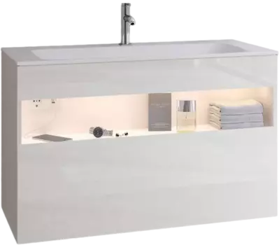 Тумба для комплекта Keuco Stageline 32872 100 см, с подсветкой, розеткой и точкой зарядки USB и USB-C, белая 32872300100