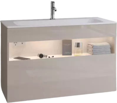 Тумба для комплекта Keuco Stageline 32872 100 см, с подсветкой, розеткой и точкой зарядки USB и USB-C, кашемир 32872180100
