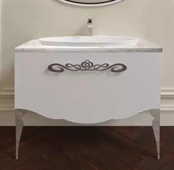 Тумба для комплекта La Beaute Charante 100 белая со столешницей bianco statuaretto, хром B100CH2