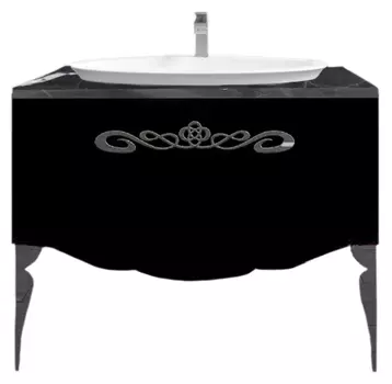 Тумба для комплекта La Beaute Charante 100 черная со столешницей marchina nero, хром B100CH4