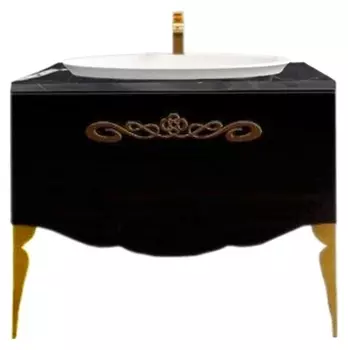 Тумба для комплекта La Beaute Charante 100 черная со столешницей marchina nero, золото B100CH4OR