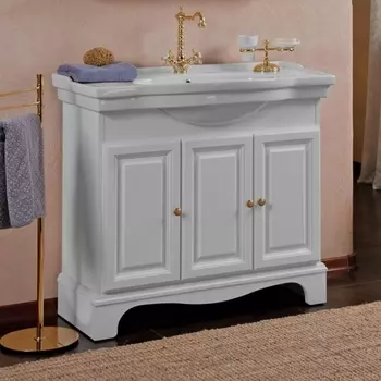 Тумба для комплекта La Beaute Classic Michel 100 белый матовый, фурнитура золото BMI100LBO.ОR