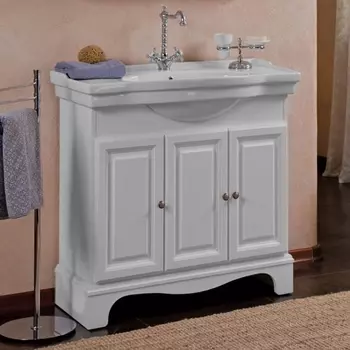 Тумба для комплекта La Beaute Classic Michel 90 белый матовый, фурнитура серебро BMI90LBO.СR