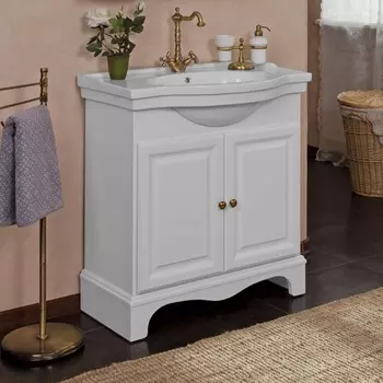 Тумба для комплекта La Beaute Classic Michel 80 белый матовый, фурнитура бронза BMI80LBO.BR