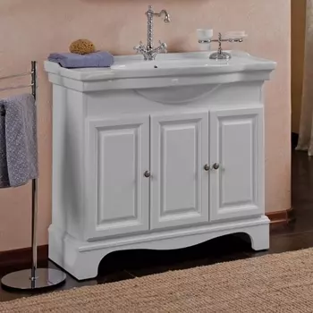 Тумба для комплекта La Beaute Classic Michel 100 белый матовый, фурнитура серебро BMI100LBO.СR