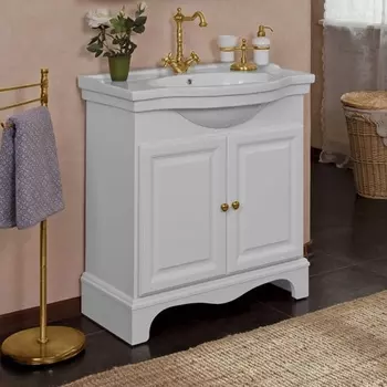 Тумба для комплекта La Beaute Classic Michel 80 белый матовый, фурнитура золото BMI80LBO.ОR