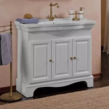 Тумба для комплекта La Beaute Classic Michel 100 белый матовый, фурнитура бронза BMI100LBO.BR