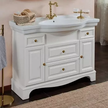 Тумба для комплекта La Beaute Classic Michel 120 белый матовый, фурнитура бронза BMI120LBO.BR