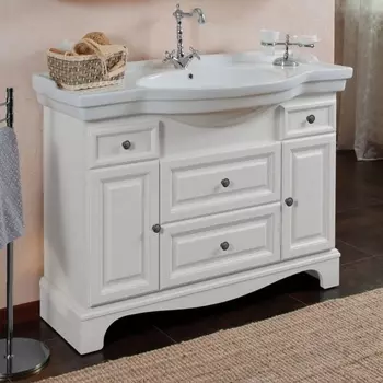 Тумба для комплекта La Beaute Classic Michel 120 белый матовый, фурнитура серебро BMI120LBO.СR