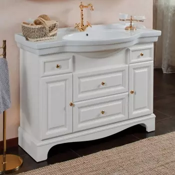 Тумба для комплекта La Beaute Classic Michel 120 белый матовый, фурнитура золото BMI120LBO.ОR