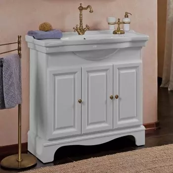 Тумба для комплекта La Beaute Classic Michel 90 белый матовый, фурнитура бронза BMI90LBO.BR