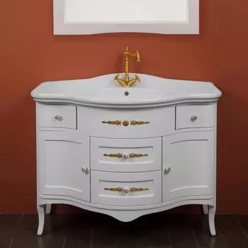Тумба для комплекта La Beaute Classic Sabrina C белый матовый, фурнитура золото BSA102LBО.C.OR