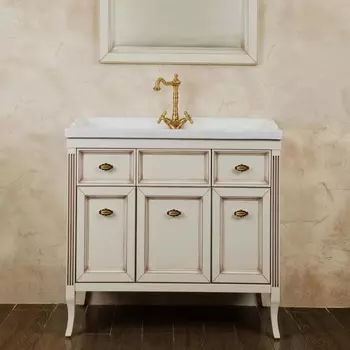 Тумба для комплекта La Beaute Classic Vivien 90 слоновая кость с патиной, фурнитура бронза BVI90.AVP.BR