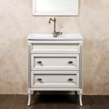 Тумба для комплекта La Beaute Classic Vivien Сassetto 70 белый с патиной, фурнитура серебро BVI70C.LBP.CR