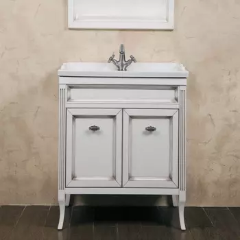 Тумба для комплекта La Beaute Classic Vivien Porta 70 белый с патиной, фурнитура серебро BVI70P.LBP.СR
