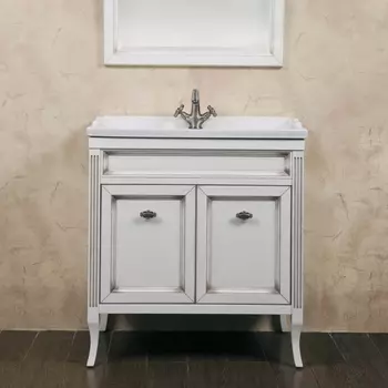 Тумба для комплекта La Beaute Classic Vivien Porta 80 белый с патиной, фурнитура серебро BVI80P.LBP.СR