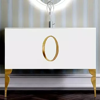 Тумба для комплекта La Beaute Kantal 100 белая, фурнитура золото B100K1OR