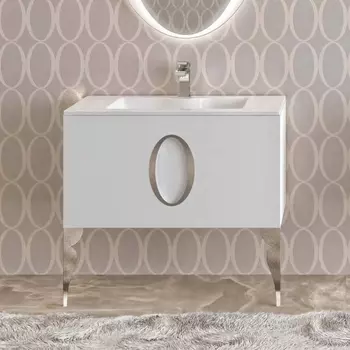 Тумба для комплекта La Beaute Kantal 85 белая, фурнитура хром B85K1