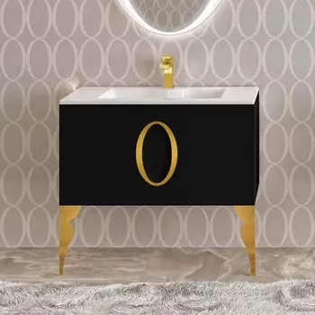 Тумба для комплекта La Beaute Kantal 85 черная, фурнитура золото B85K2OR