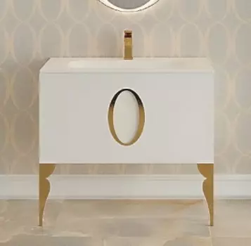 Тумба для комплекта La Beaute Kantal 85 белая, фурнитура золото B85K1OR