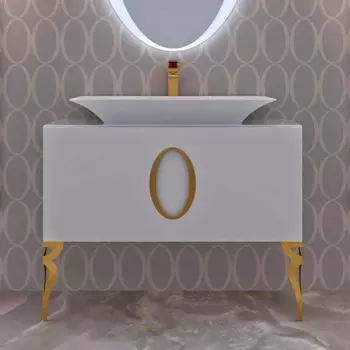 Тумба для комплекта La Beaute Savoie 100 белая, фурнитура золото B100S1OR