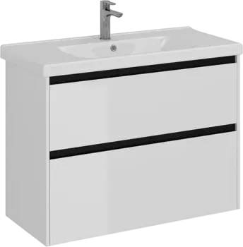 Тумба для комплекта Lemark Combi 100 черная, белая глянцевая LM03C100T-black