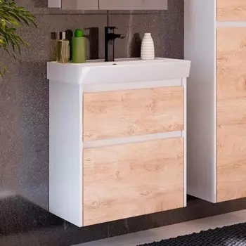 Тумба для комплекта Lemark Combi 80 дуб кантри, белая глянцевая LM03C80T-dub