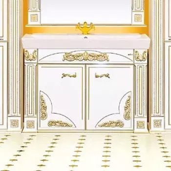 Тумба для комплекта Misty Барокко 120 прямая бежевая, патина Л-Бар01120-033Пр