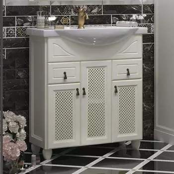 Тумба для комплекта Opadiris Тибет 75 с декоративной решеткой, слоновая кость 00-00002838