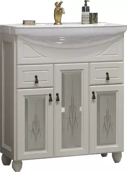 Тумба для комплекта Opadiris Тибет 75 с художественным стеклом, слоновая кость 00-00003878