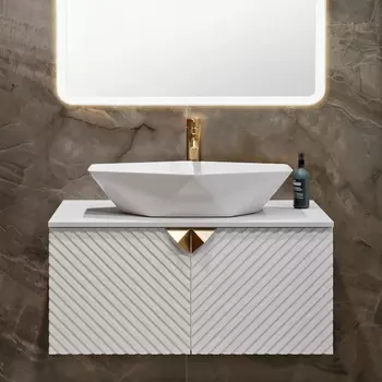 Тумба для комплекта Runo Андорра 85 белая матовая, белый глянец 00-00002019