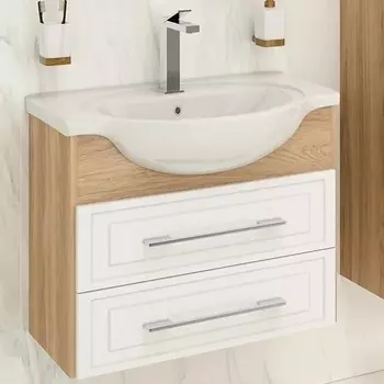 Тумба для комплекта Runo Дублин 70, подвесная, дуб, белый 00-00001066