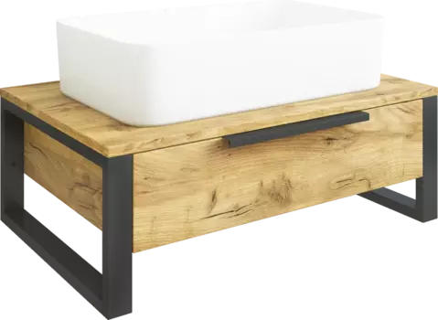 Тумба для комплекта Sanflor Гард 70, подвесная, дуб крафт золотой, черный С22581