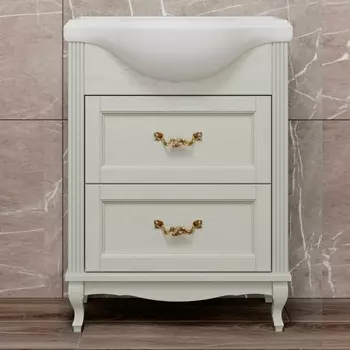 Тумба для комплекта ValenHouse Эллина 65 слоновая кость, 2 ящика, ручки золото E265_ТСЗ