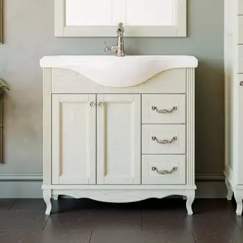 Тумба для комплекта ValenHouse Эллина 80 слоновая кость, фурнитура хром E85_ТСХ