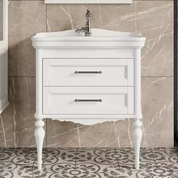 Тумба для комплекта ValenHouse Эстетика 80, белая, подвесная, ручки хром ES80_ТБХ