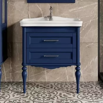 Тумба для комплекта ValenHouse Эстетика 80, синяя, подвесная, ручки хром ES80_ТСХ