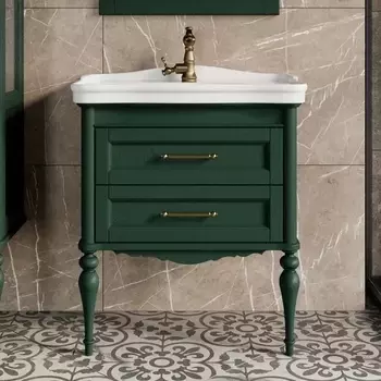 Тумба для комплекта ValenHouse Эстетика 80, зеленая, подвесная, ручки бронза ES80_ТЗБ