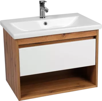 Тумба для комплекта VIANT Бостон 50 подвесная, дуб вотан, белая VBOS50CO-T1YP