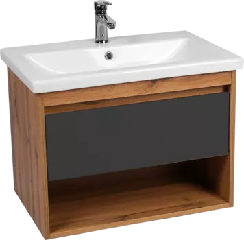 Тумба для комплекта VIANT Бостон 80 подвесная, дуб вотан, графит VBOS80COG-T1YP