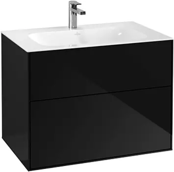 Тумба для комплекта Villeroy & Boch Finion 80 glossy black lacquer, с настенным освещением G01000PH